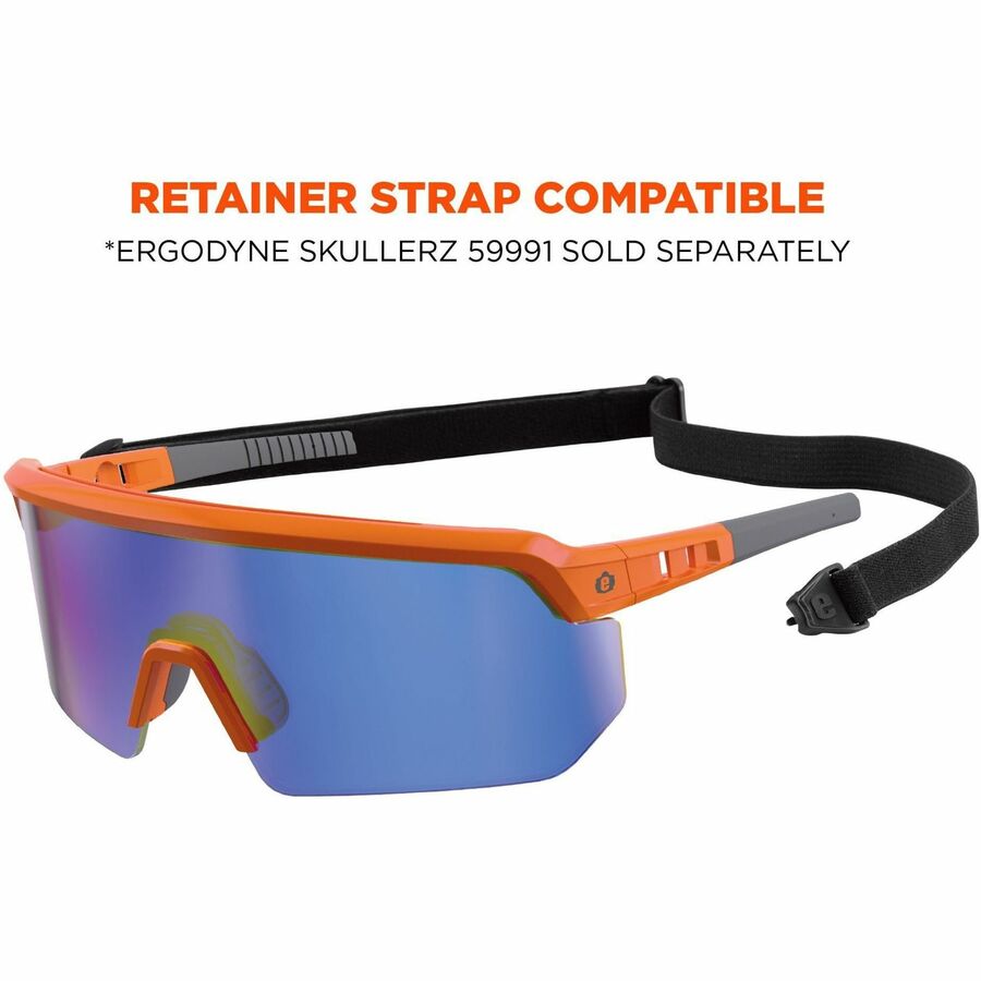 Ergodyne AEGIR Polarized Anti-Fog Safety Glasses, Blue Mirror Lens, Orange Frame, Anti-scratch, Lightweight, Non-slip, Impact Resistant, Half Frame, 1 Each