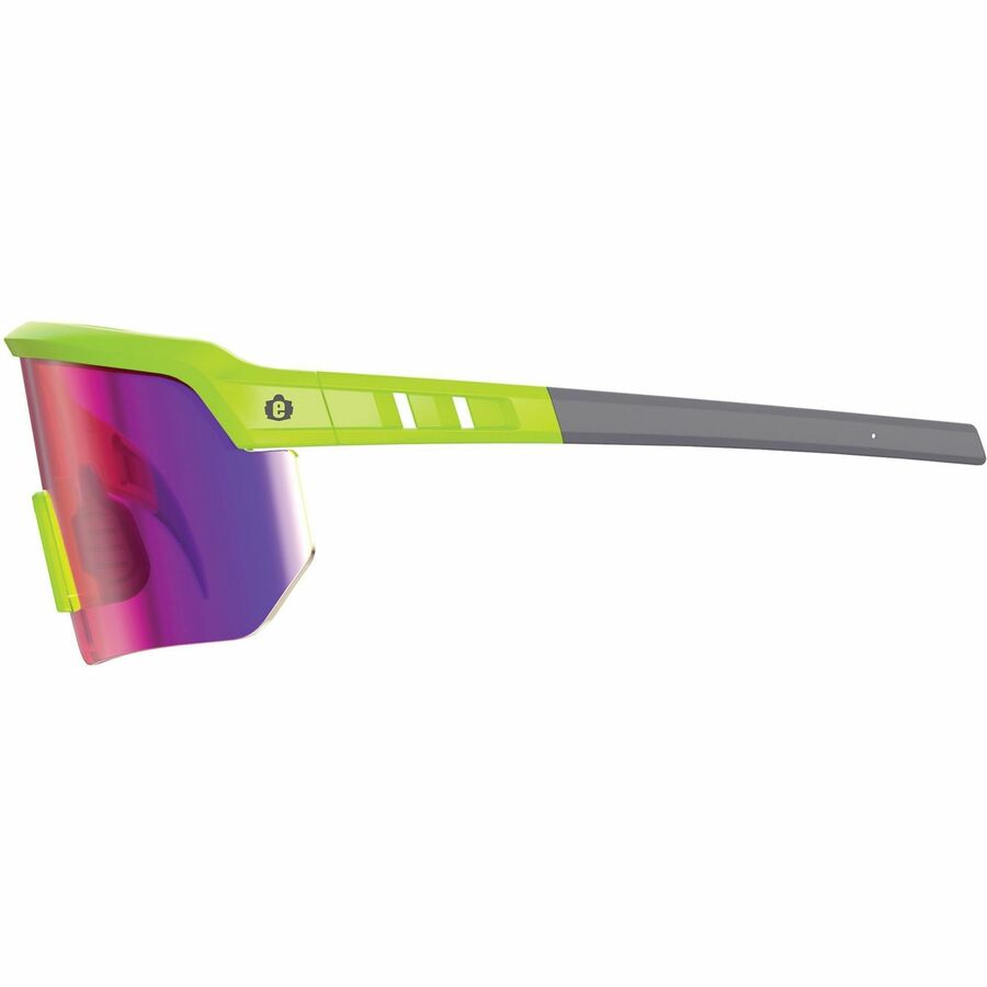 Ergodyne Skullerz Aegir Polarized Anti-Fog Safety Glasses, Purple Mirror Lens, Lime Frame, Anti-Scratch, Lightweight, Non-Slip, Impact Resistant, Half Frame, 1 Each