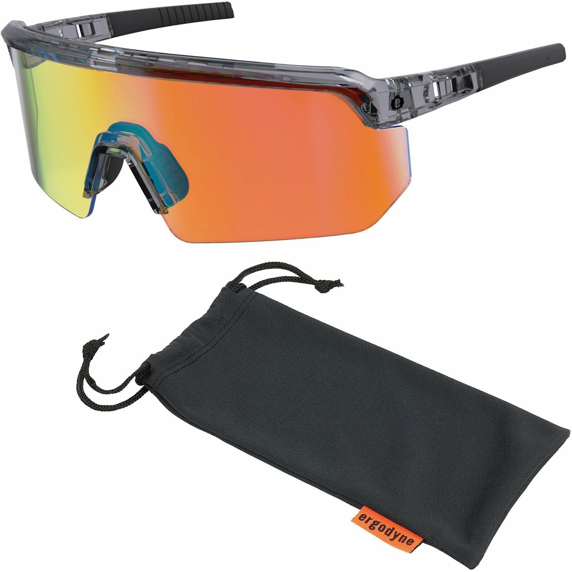 Ergodyne Aegir Polarized Anti-Fog Safety Glasses, Orange Mirror Lens, Clear Smoke Frame, Anti-Scratch, Lightweight, Non-Slip, Impact Resistant, Half Frame, 1 Each