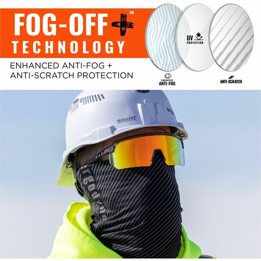 Ergodyne Aegir Polarized Anti-Fog Safety Glasses, Orange Mirror Lens, Clear Smoke Frame, Anti-Scratch, Lightweight, Non-Slip, Impact Resistant, Half Frame, 1 Each