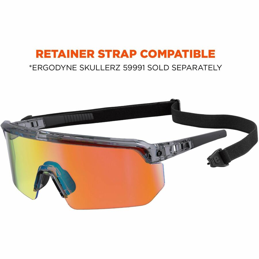 Ergodyne Aegir Polarized Anti-Fog Safety Glasses, Orange Mirror Lens, Clear Smoke Frame, Anti-Scratch, Lightweight, Non-Slip, Impact Resistant, Half Frame, 1 Each
