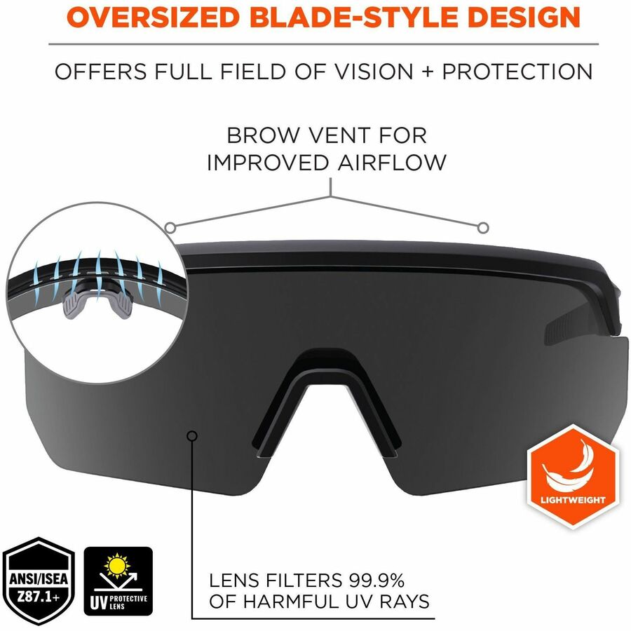 Ergodyne Skullerz AEGIR Polarized Anti-Fog Safety Glasses, Smoke Lens, Matte Black Frame, Anti-scratch, Lightweight, Non-slip, Impact Resistant, Vented, 1 Each