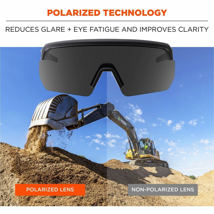 Ergodyne Skullerz AEGIR Polarized Anti-Fog Safety Glasses, Smoke Lens, Matte Black Frame, Anti-scratch, Lightweight, Non-slip, Impact Resistant, Vented, 1 Each