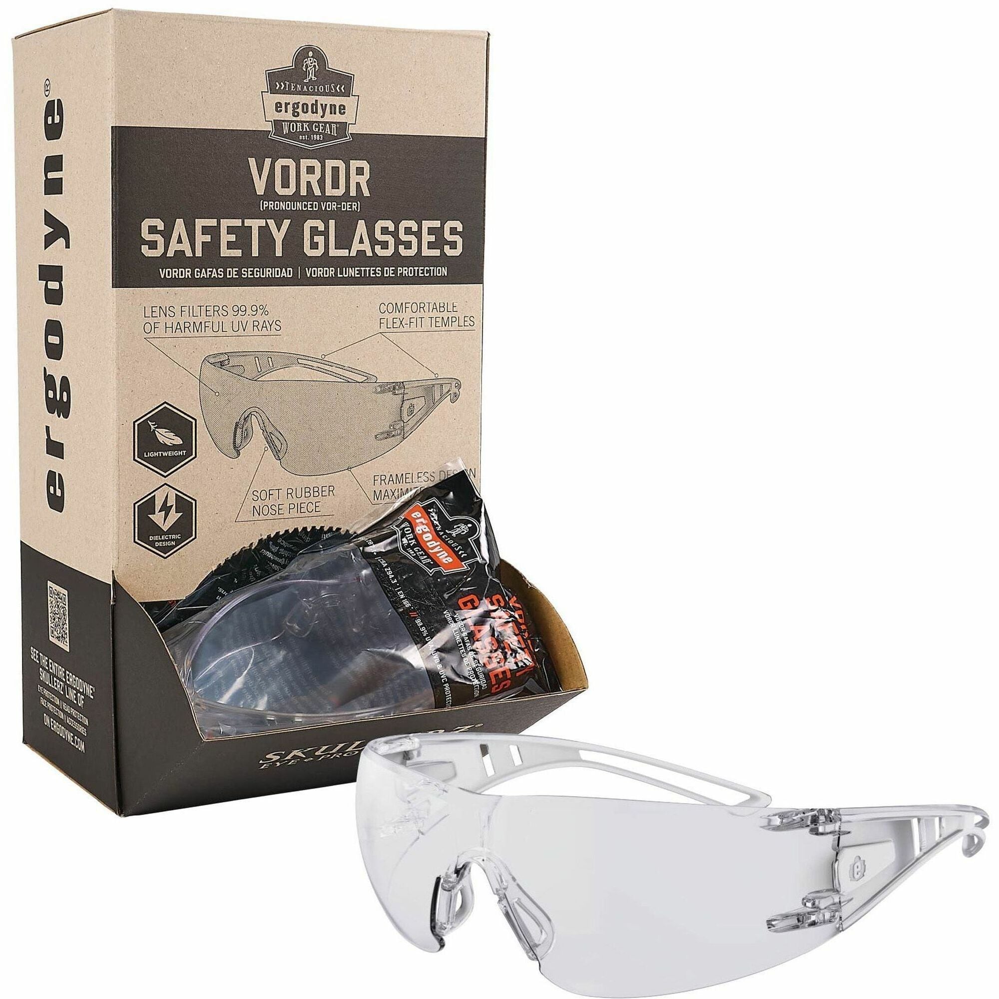 Ergodyne Skullerz VORDR Safety Glasses, Rubber, Polycarbonate