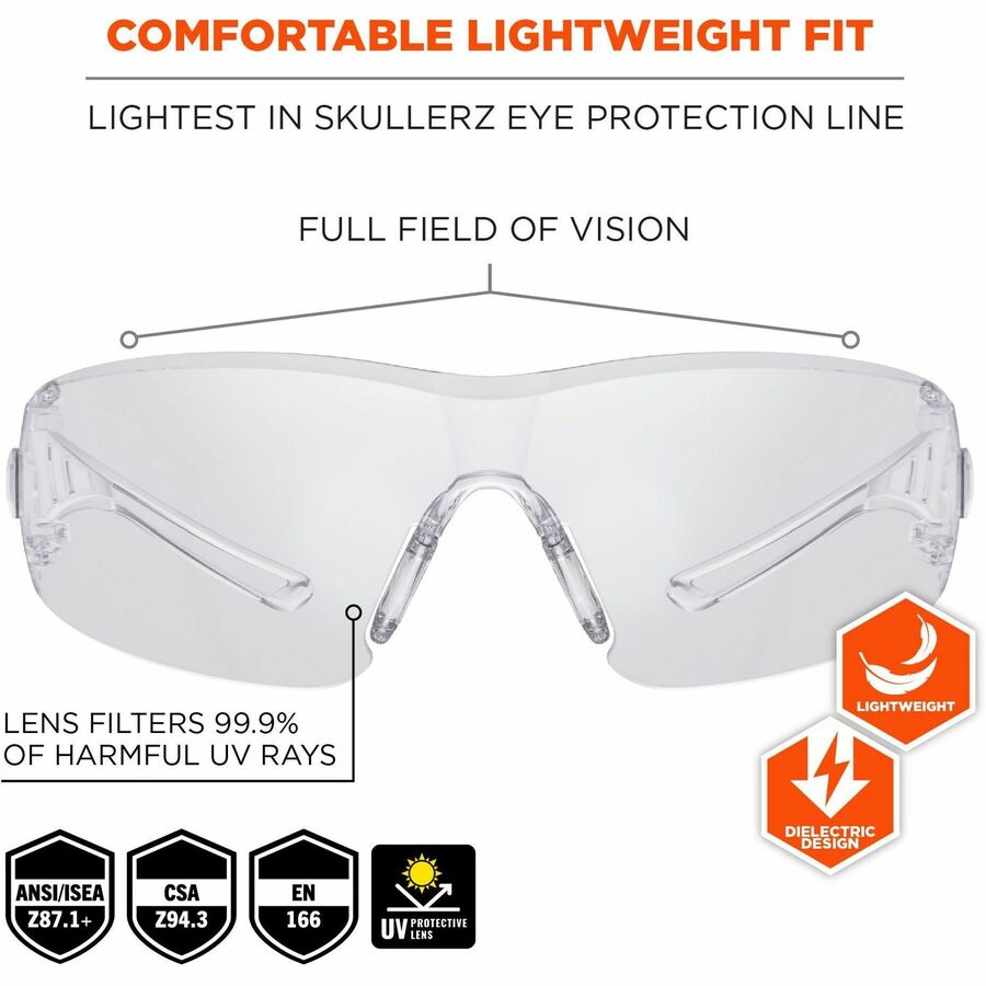 Ergodyne Skullerz VORDR Safety Glasses, Rubber, Polycarbonate