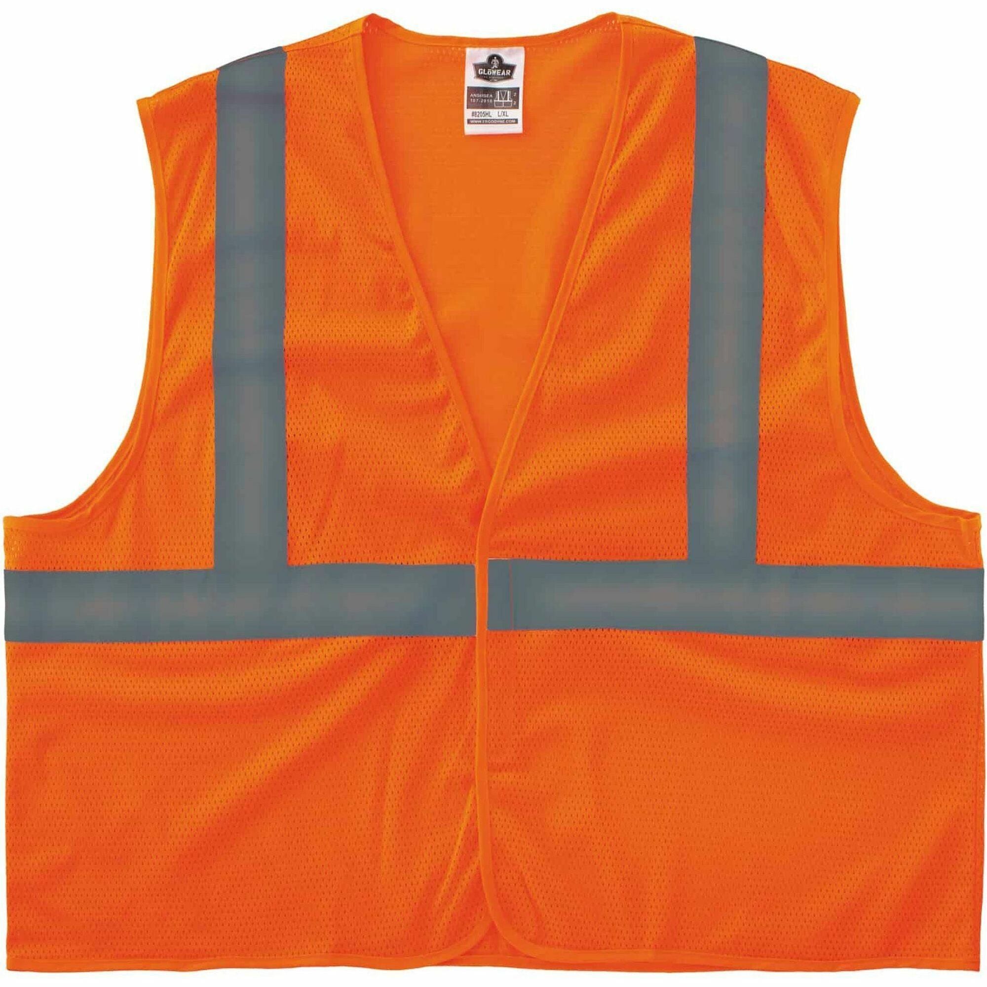 Ergodyne GloWear 8205HL-ECO Recycled Hi-Vis Safety Vest, 2XL/3XL, Orange, Polyester Mesh, Hook & Loop Closure, Reflective, Lightweight, Breathable, Machine Washable, 1 Each