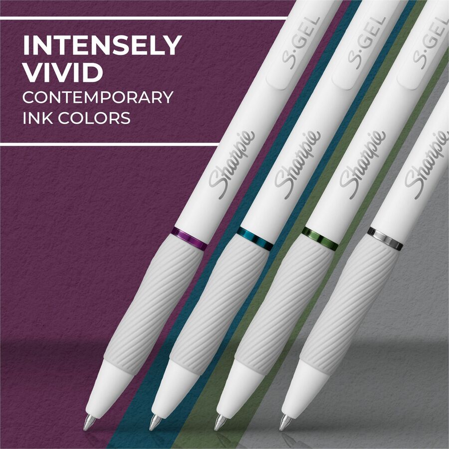 Sharpie S-Gel Pens, 0.7 mm Medium Point, Rich Dark Gel Ink, Pearl White Plastic Barrel, 4 Pack