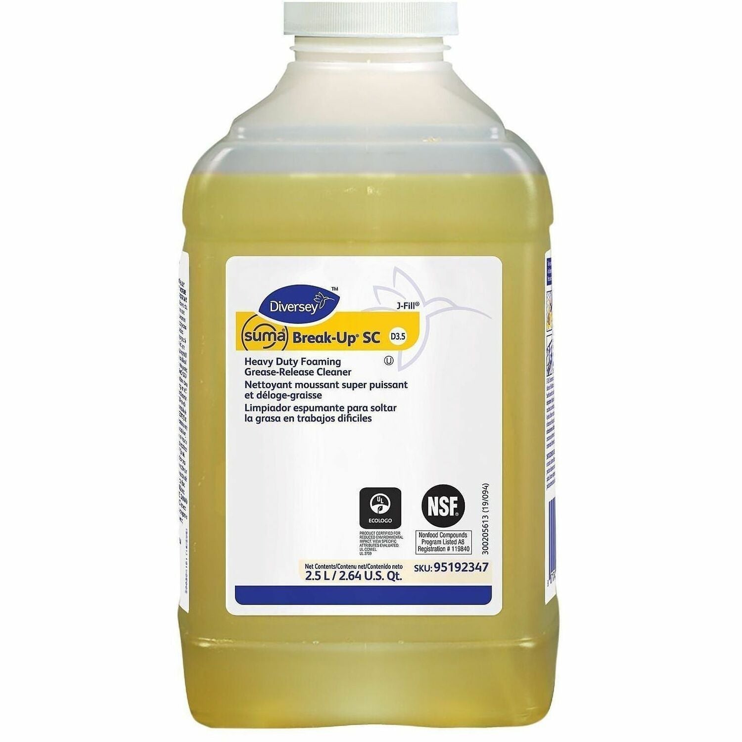 For Multipurpose - Ready-To-Use/Concentrate - Liquid - 84.5 fl oz (2.6 quart) - 11.36 to 13.9 pH - Surfactant Scent - Kosher, Solvent-free, Rinse-free, Heavy Duty - Yellow - 2 / Pack