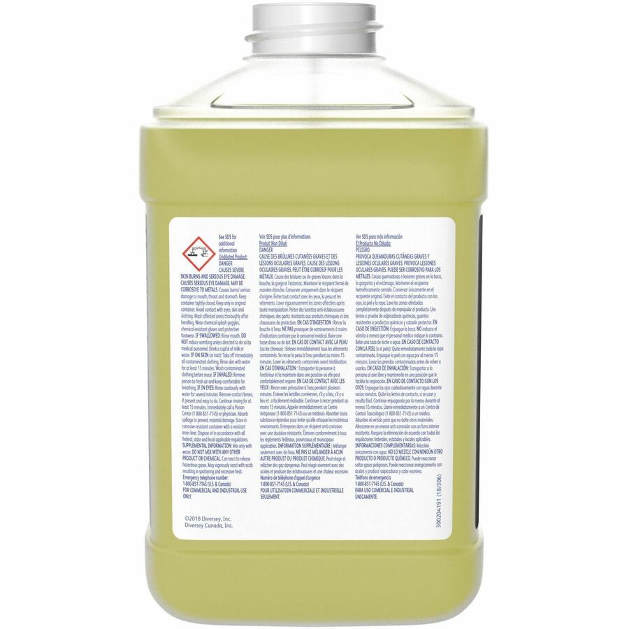 For Multipurpose - Ready-To-Use/Concentrate - Liquid - 84.5 fl oz (2.6 quart) - 11.36 to 13.9 pH - Surfactant Scent - Kosher, Solvent-free, Rinse-free, Heavy Duty - Yellow - 2 / Pack