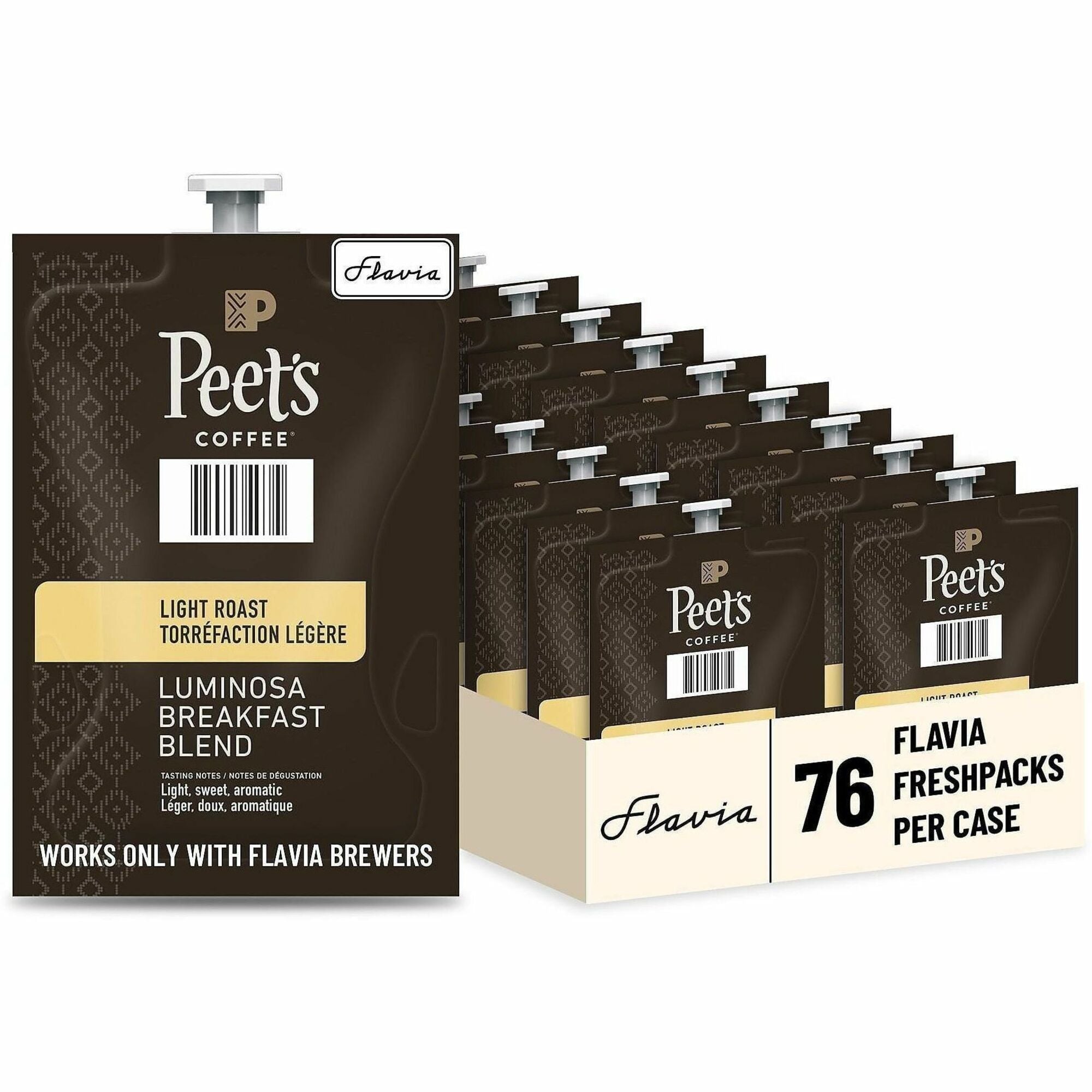 Compatible with Flavia - Hot Coffee - Light - Freshpack - Colombia Luminosa, Breakfast Blend - Kosher - 76 / Carton