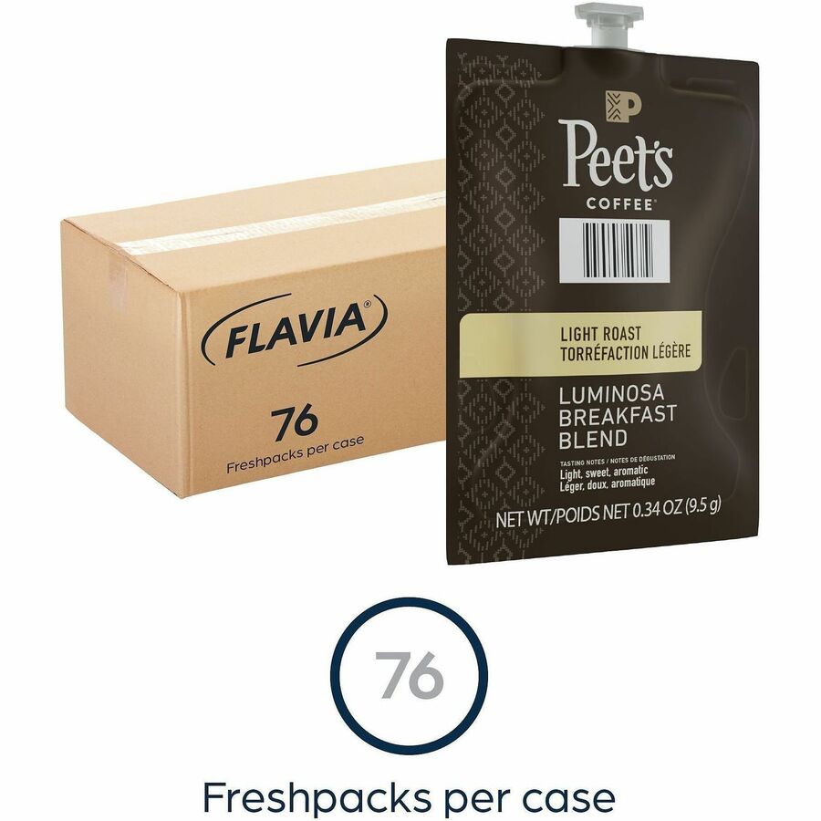 Compatible with Flavia - Hot Coffee - Light - Freshpack - Colombia Luminosa, Breakfast Blend - Kosher - 76 / Carton