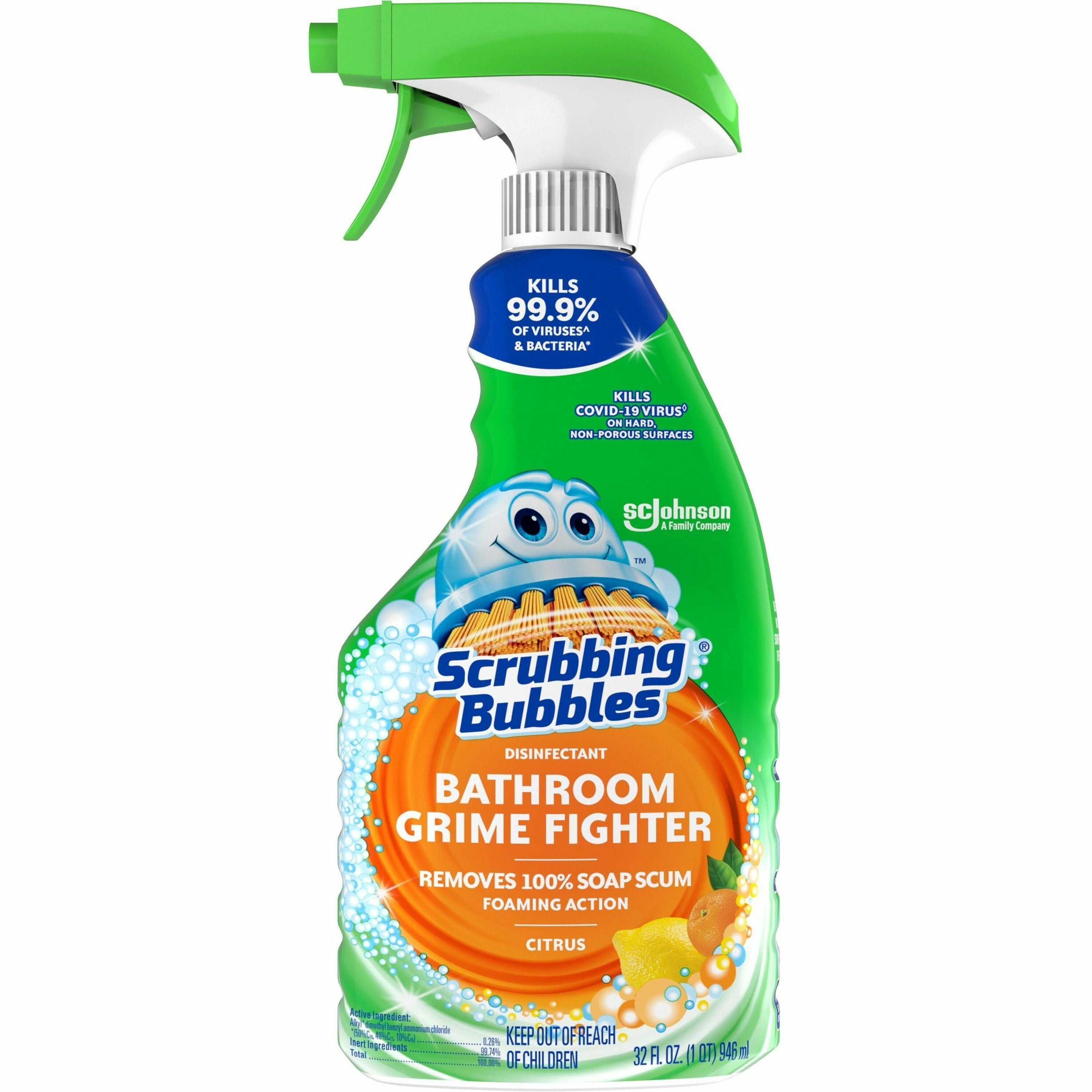 Scrubbing Bubbles Grime Fighter Spray, Fresh Citrus Scent, 32 fl oz, Green, 1 Each