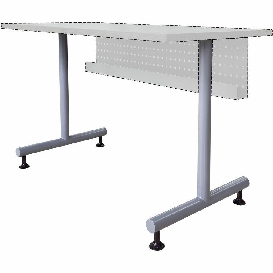 Lorell Invent Training Table Components, Silver T-shaped Base, 2 Legs, 28.50" H x 5" W x 22" D, Includes 4 Glides and 4 Casters, 2 per Set