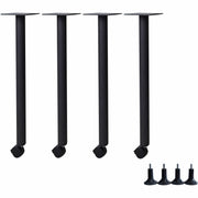 Lorell Invent Training Table Black Post Leg Base, 4 Legs, 28.50"H x 5.80"W x 5.80"D, Includes 4 Glides and 4 Casters, Set of 4