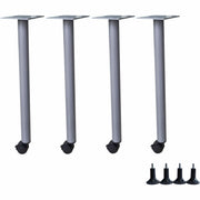 Lorell Invent Training Table Silver Post Leg Base, 4 Legs with Glides and Locking Casters, 28.50"H x 5.80"W x 5.80"D, Set of 4