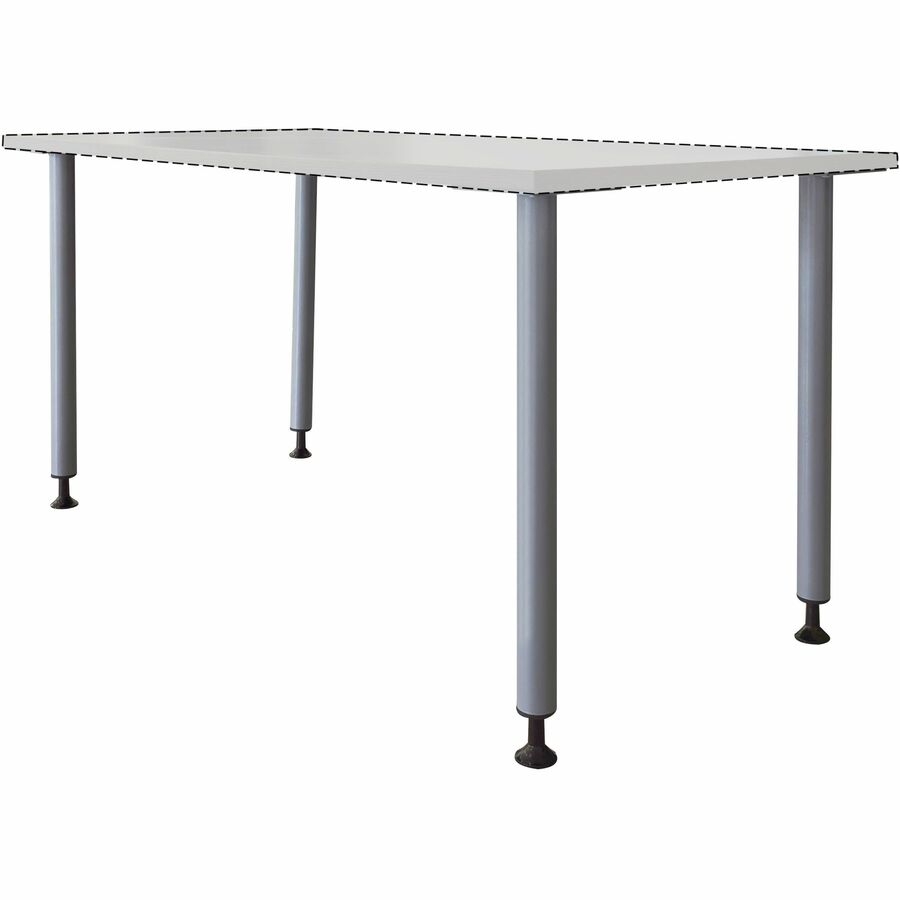 Lorell Invent Training Table Silver Post Leg Base, 4 Legs with Glides and Locking Casters, 28.50"H x 5.80"W x 5.80"D, Set of 4