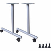 Lorell Invent Training Table Silver C-Leg Base, 2 Legs, 28.50"H x 5"W x 22"D, Includes 4 Glides and 4 Casters, 2 per Set