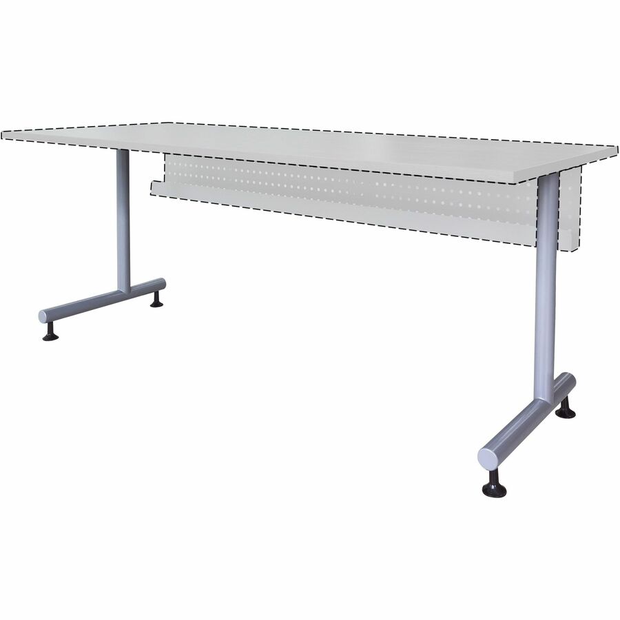Lorell Invent Training Table Silver C-Leg Base, 2 Legs, 28.50"H x 5"W x 22"D, Includes 4 Glides and 4 Casters, 2 per Set