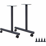 Lorell Invent Training Table Black C-Leg Base, 2 Legs, 28.5"H x 5"W x 22"D, Includes 4 Glides & 4 Casters, 2/Set