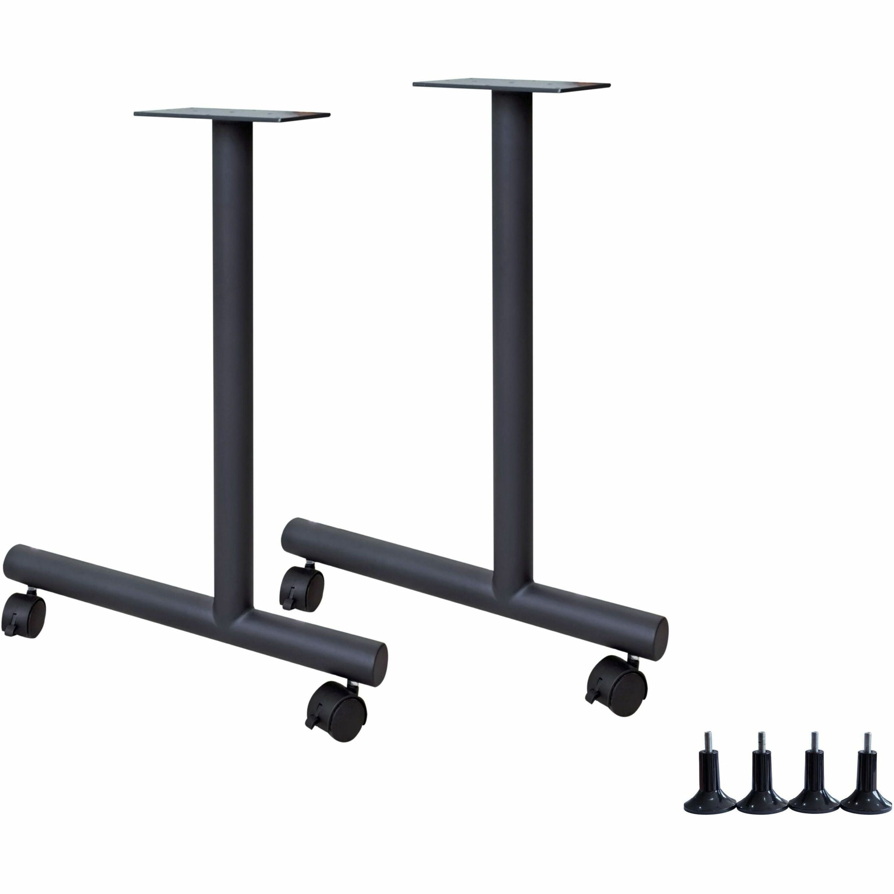 Lorell Invent Training Table Black C-Leg Base, 2 Legs, 28.5"H x 5"W x 22"D, Includes 4 Glides & 4 Casters, 2/Set