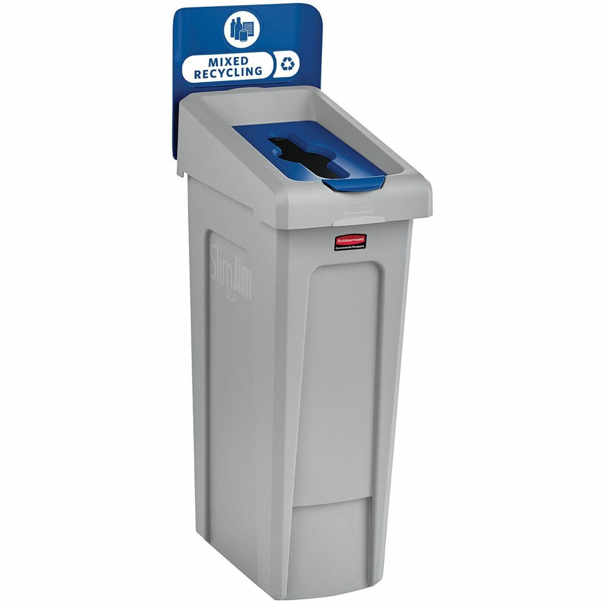 23 gal Capacity - For Commercial - Durable, Recyclable - 40.2" Height x 12" Width x 15.2" Depth - Resin - Gray, Blue - 1 Each