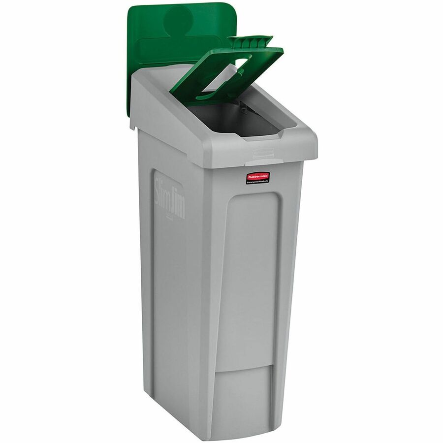 23 gal Capacity - For Commercial - Durable, Recyclable - 40.2" Height x 12" Width x 15.2" Depth - Resin - Gray, Green - 1 Each