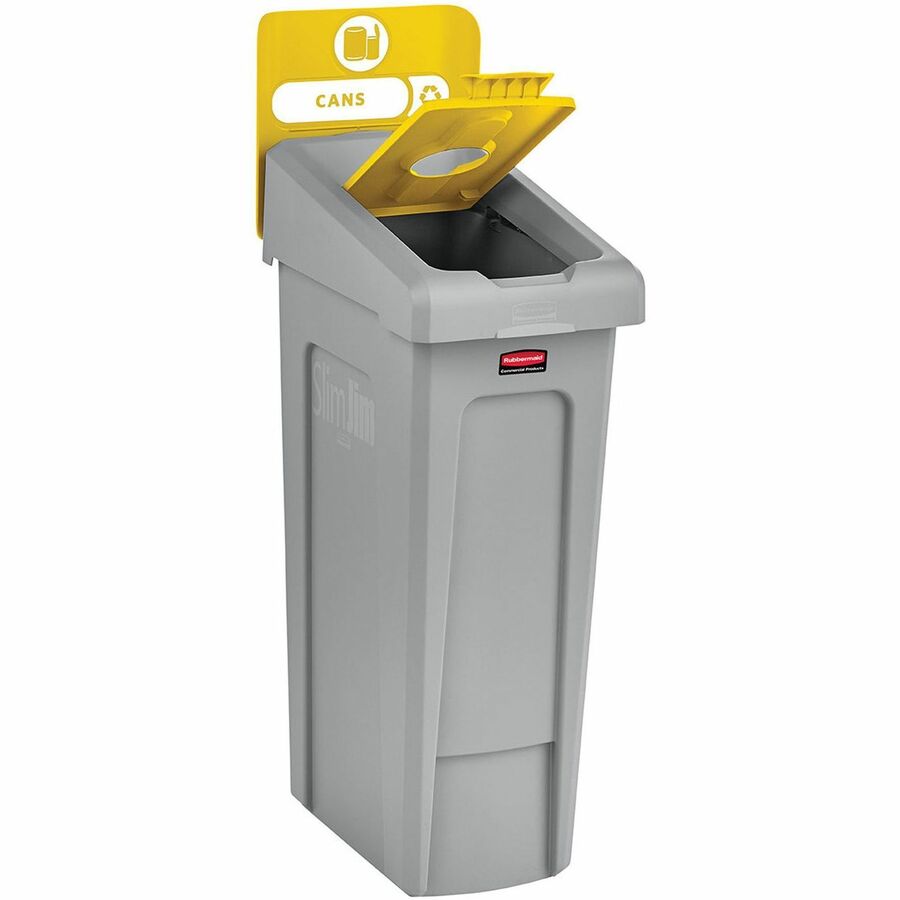 23 gal Capacity - For Commercial - Durable, Recyclable - 40.2" Height x 12" Width x 15.2" Depth - Resin - Gray, Yellow - 1 Each