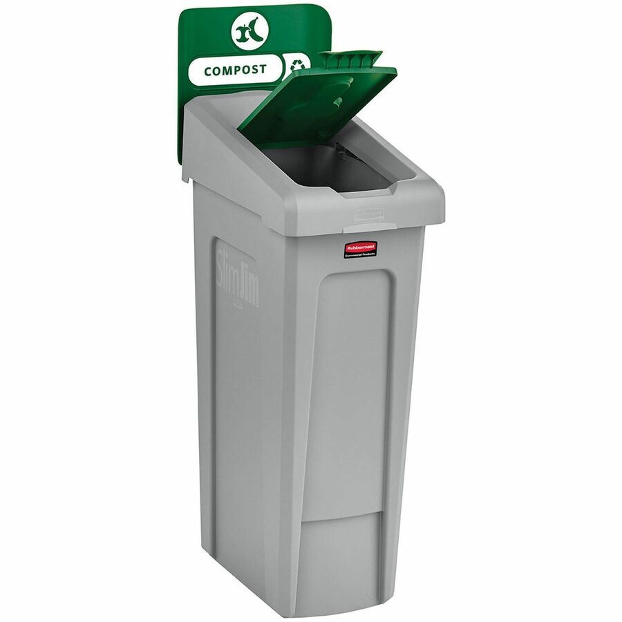 23 gal Capacity - For Commercial - Durable, Recyclable - 40.2" Height x 12" Width x 15.2" Depth - Resin - Gray, Green - 1 Each