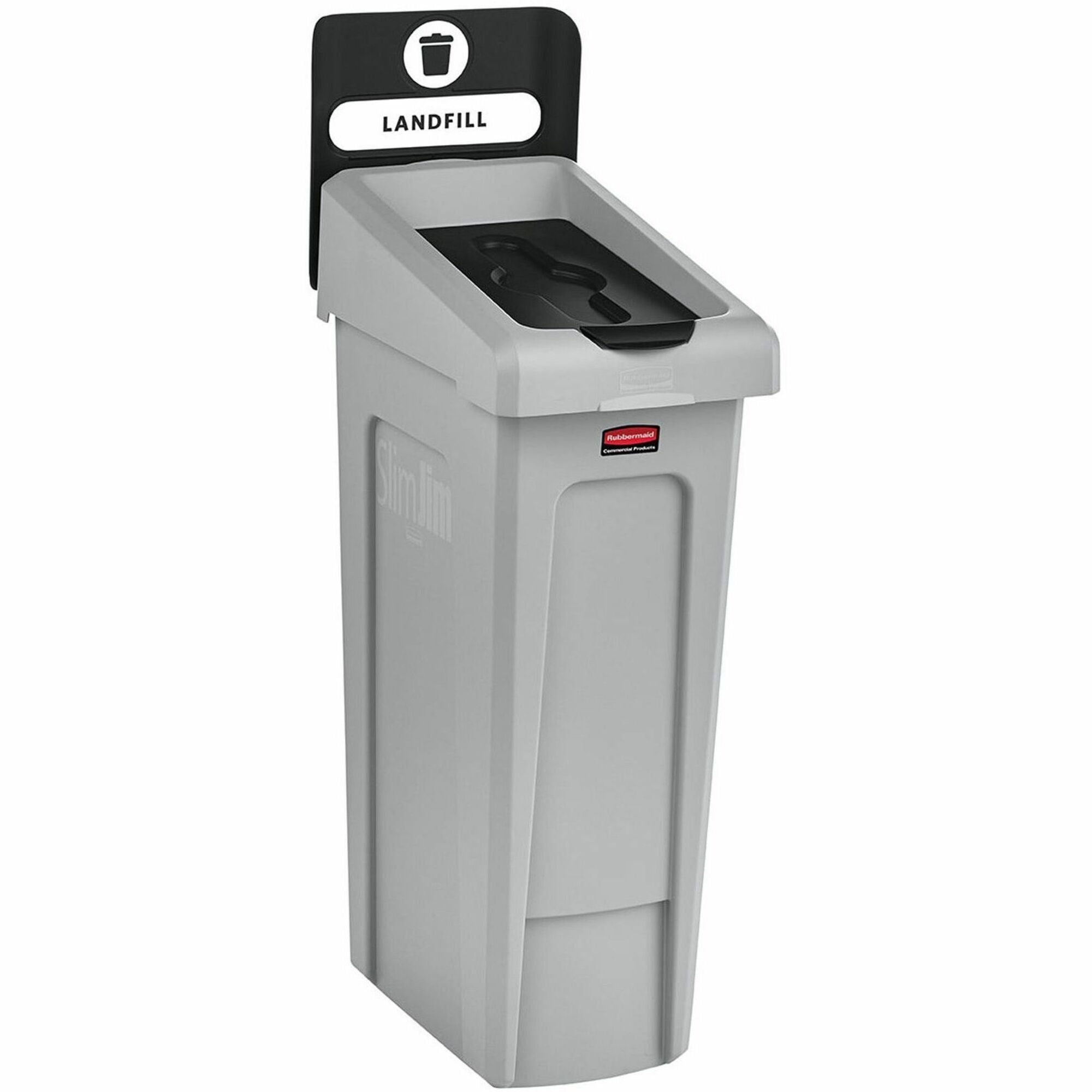 23 gal Capacity - For Commercial - Durable, Recyclable - 40.2" Height x 12" Width x 15.2" Depth - Resin - Gray, Black - 1 Each