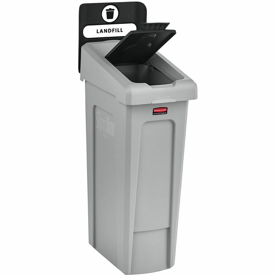 23 gal Capacity - For Commercial - Durable, Recyclable - 40.2" Height x 12" Width x 15.2" Depth - Resin - Gray, Black - 1 Each