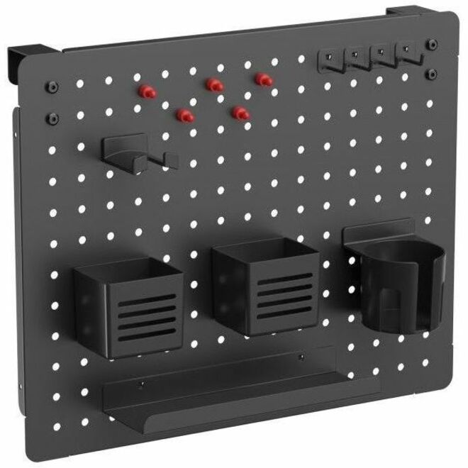Kantek Pegboard Organizer Board with Accessories, Black, Powder Coated Steel, 17.40" x 21.50" x 3.80", 1 Each