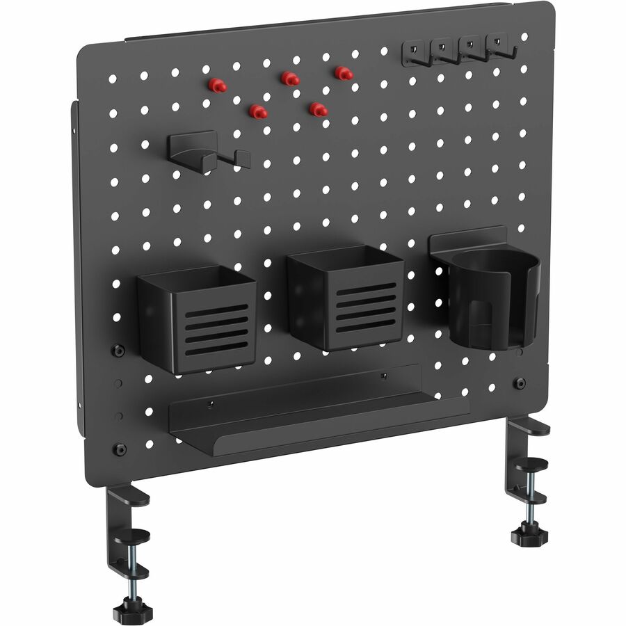Kantek Pegboard Organizer Board with Accessories, Black, Powder Coated Steel, 17.40" x 21.50" x 3.80", 1 Each