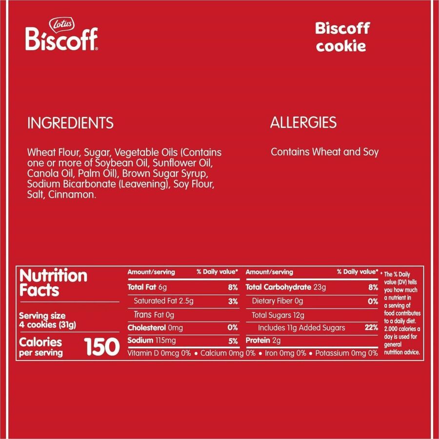 Biscoff Individual Cookies Dispenser, Caramel Flavor, 2 Cookies per Pack, 150 Packs per Carton, No Artificial Colors or Flavors, Preservative-Free