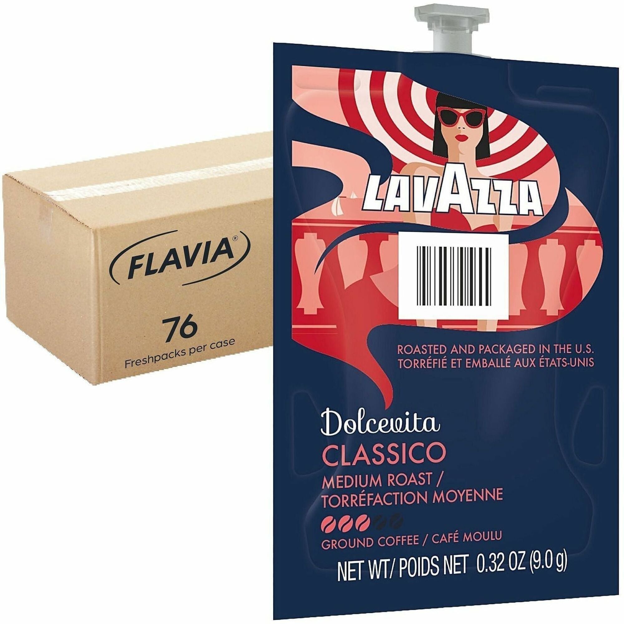 Flavia Classico Coffee Freshpack, Medium Roast, Arabica & Robusta Blend, Kosher, 0.3 oz Each, 76 Freshpacks per Carton