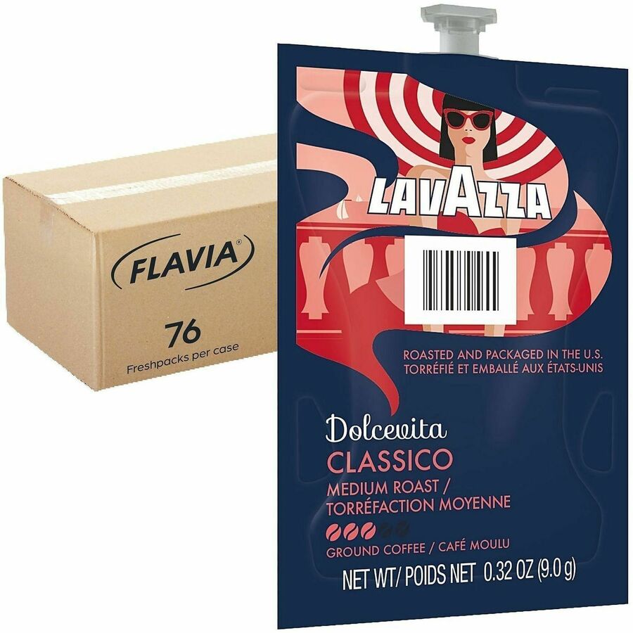 Flavia Classico Coffee Freshpack, Medium Roast, Arabica & Robusta Blend, Kosher, 0.3 oz Each, 76 Freshpacks per Carton