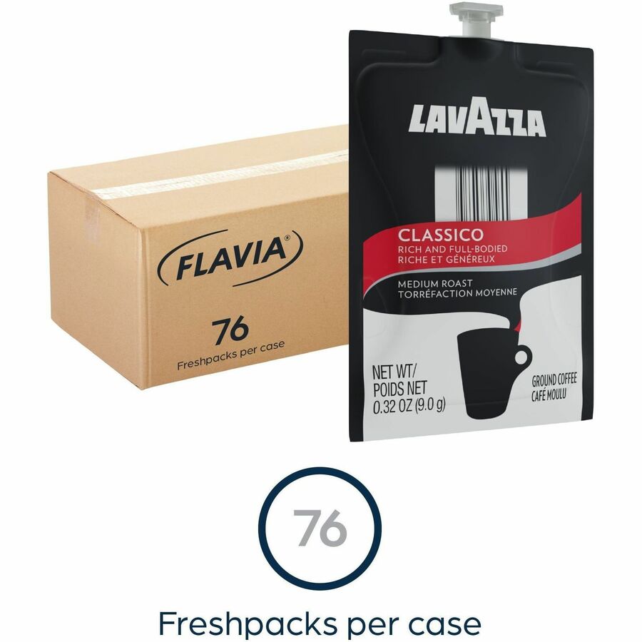 Flavia Classico Coffee Freshpack, Medium Roast, Arabica & Robusta Blend, Kosher, 0.3 oz Each, 76 Freshpacks per Carton