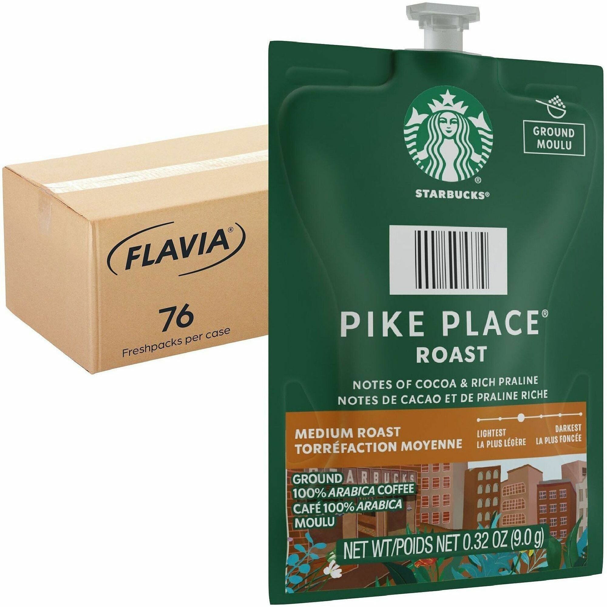 Flavia Starbucks Pike Place Roast Freshpack, Medium Roast, Classic, Kosher, 76 Freshpacks per Carton