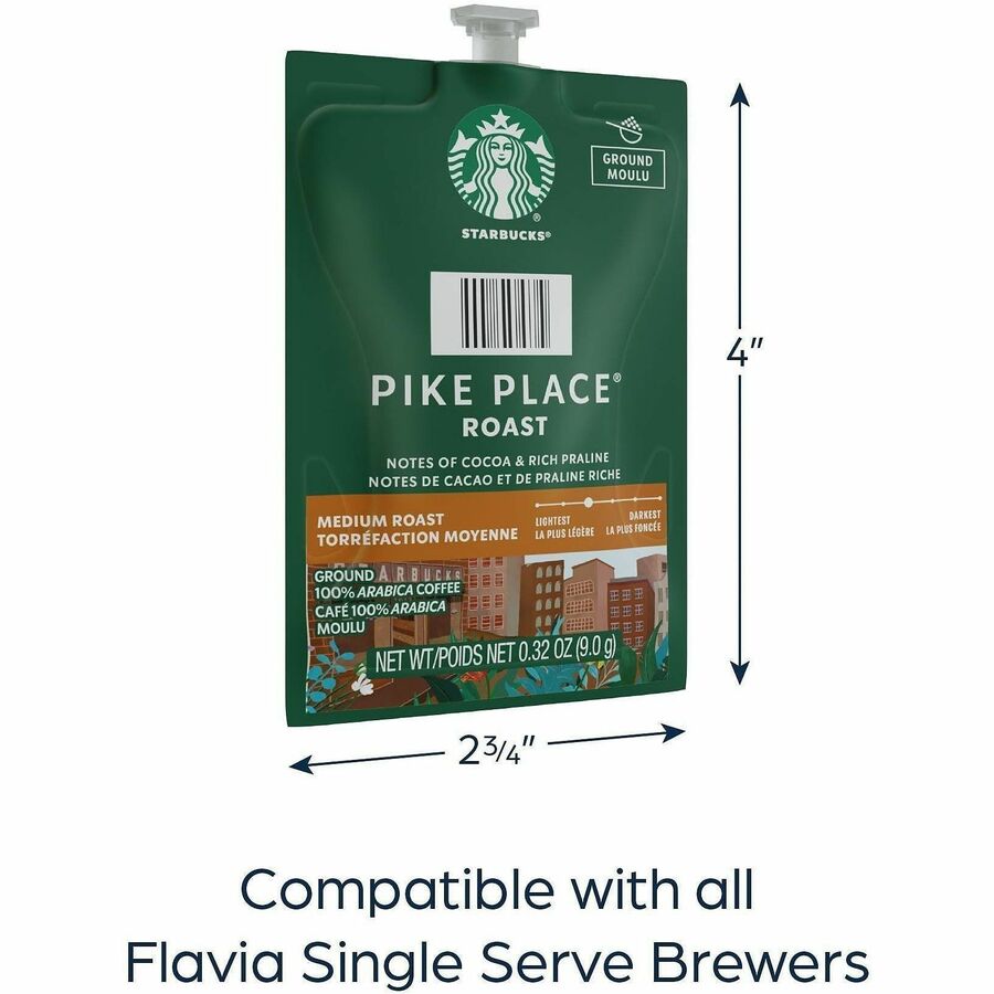 Flavia Starbucks Pike Place Roast Freshpack, Medium Roast, Classic, Kosher, 76 Freshpacks per Carton