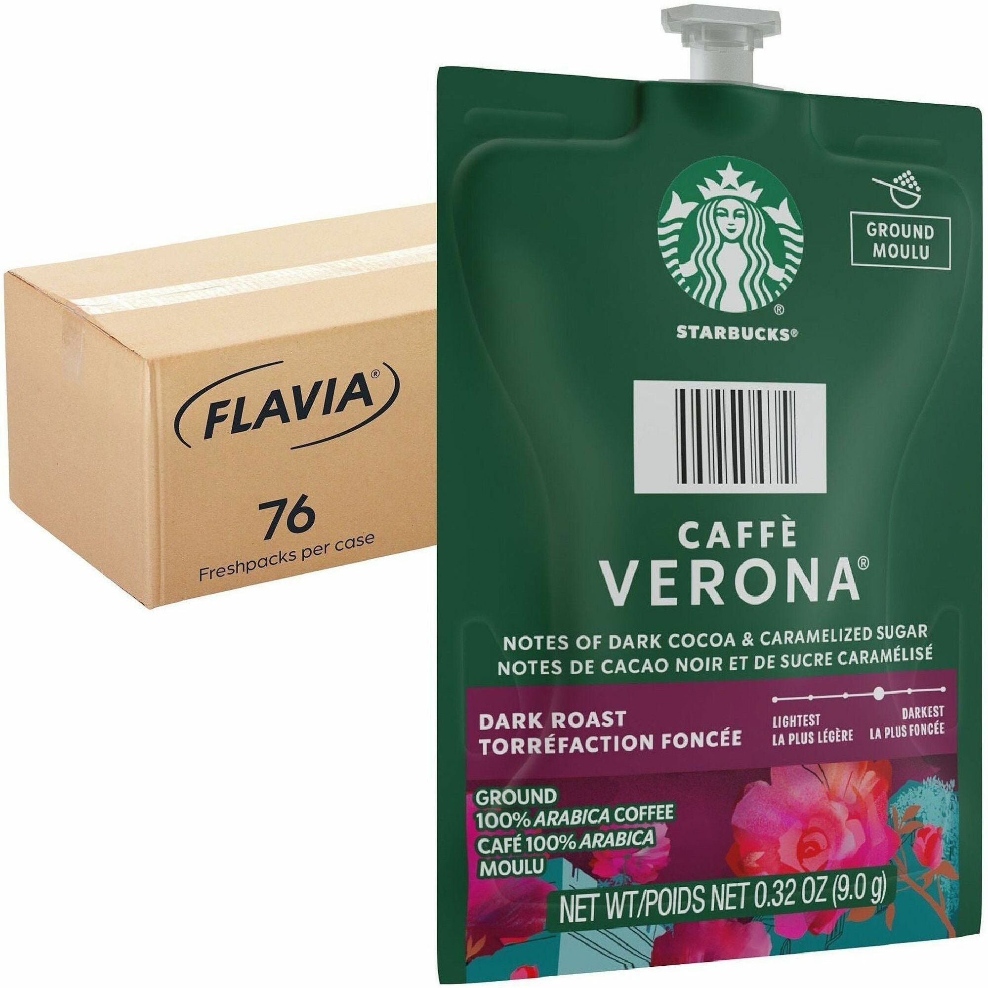 Compatible with Flavia - American, Hot Coffee - Dark - Freshpack - Caffe Verona, Classic, Dark Cocoa - Kosher - 76 / Carton