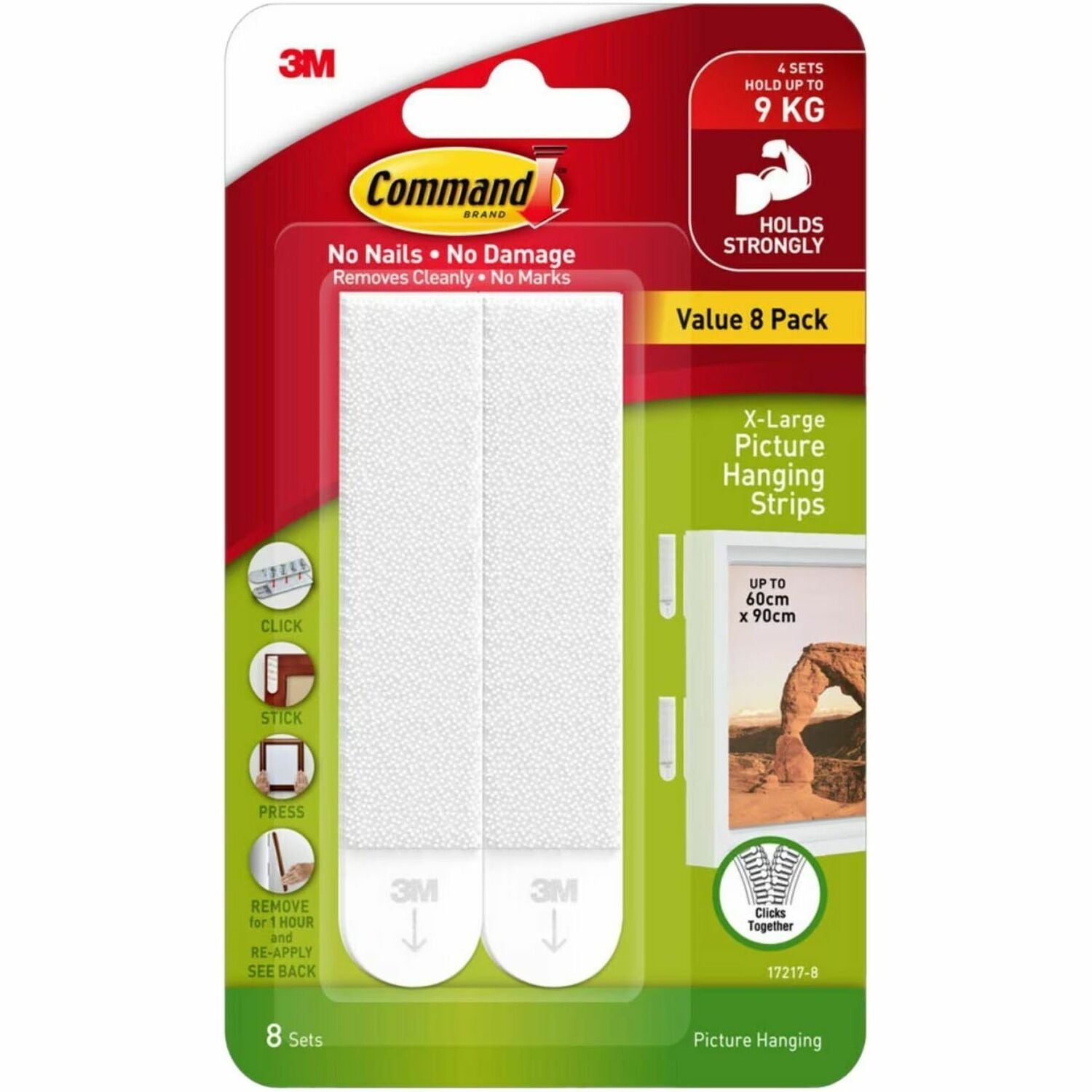 19.84 lb (9 kg) Capacity - for Apartment, Art, Board, Clock, Concrete, Decoration, Dorm, Frame, Home, Mirror, Office, ... - White - 1 Pack