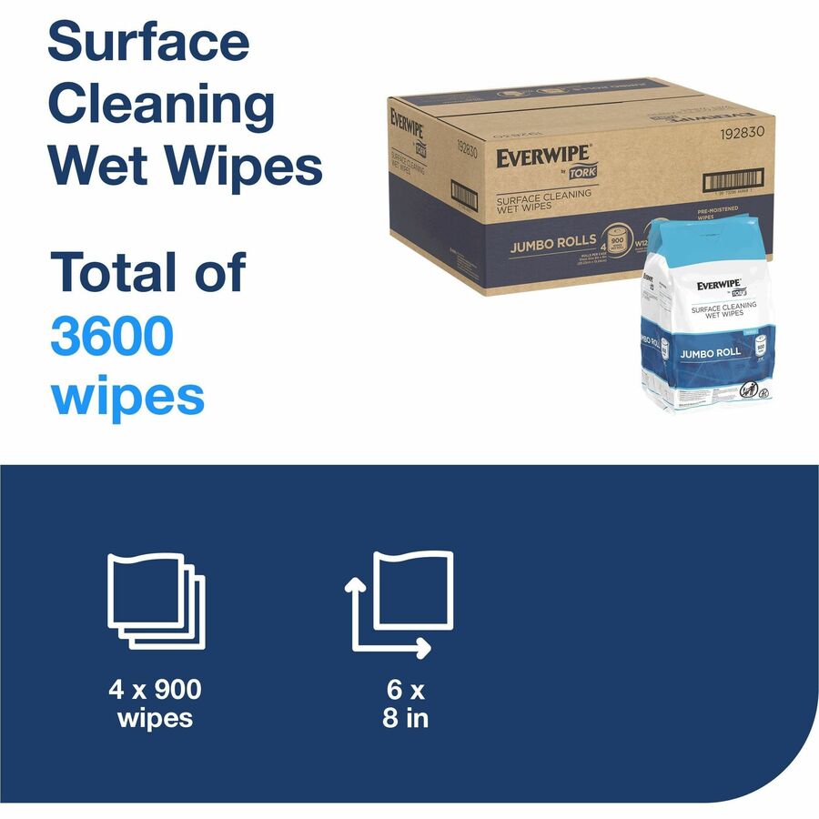 For Multipurpose - Wipe - 6" Length x 8" Width - Deodorize, Disposable, pH Balanced - White - 900 Sheets - 4 Bucket