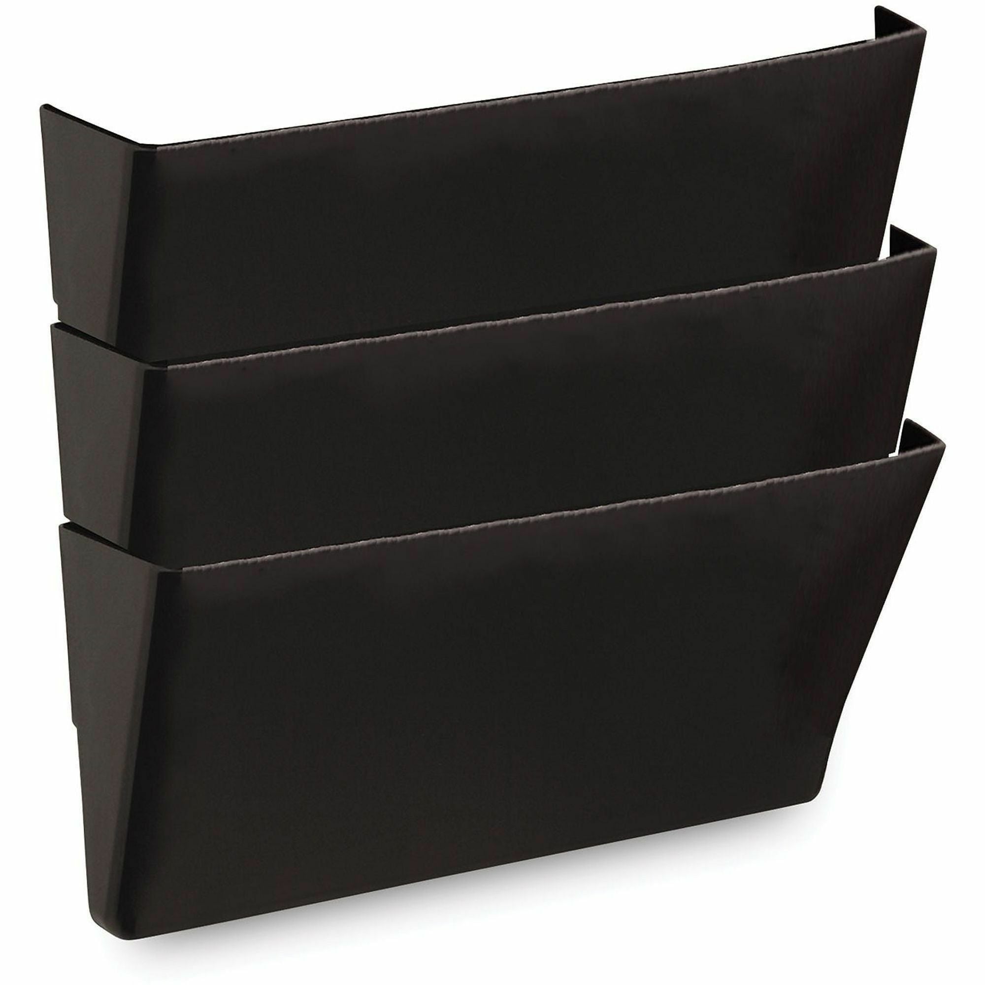 3 Pocket(s) - 14.50" Height x 13" Width x 4.13" Depth - Expandable - Black - Plastic - 3 / Pack