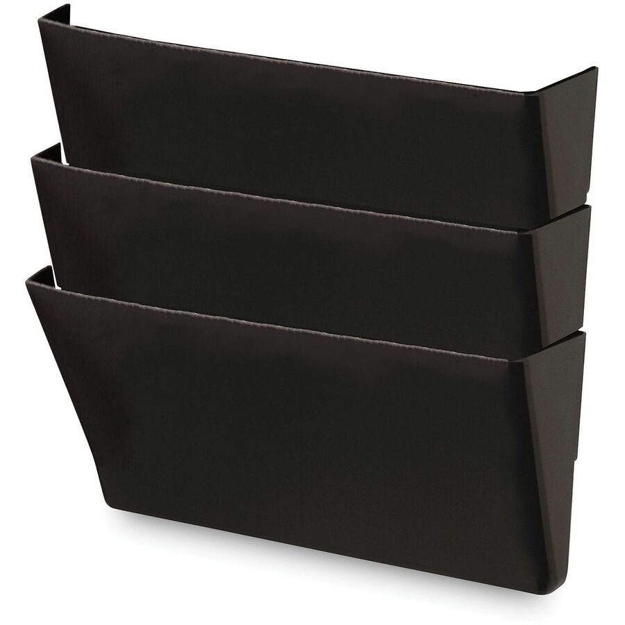 3 Pocket(s) - 14.50" Height x 13" Width x 4.13" Depth - Expandable - Black - Plastic - 3 / Pack