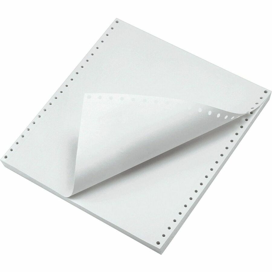9 1/2" x 11" - 20 lb Basis Weight - Sustainable Forestry Initiative (SFI) - Carbonless, Acid-free, Chlorine-free, Break-free, Perforated, Removable Edge - White - 2700 / Case