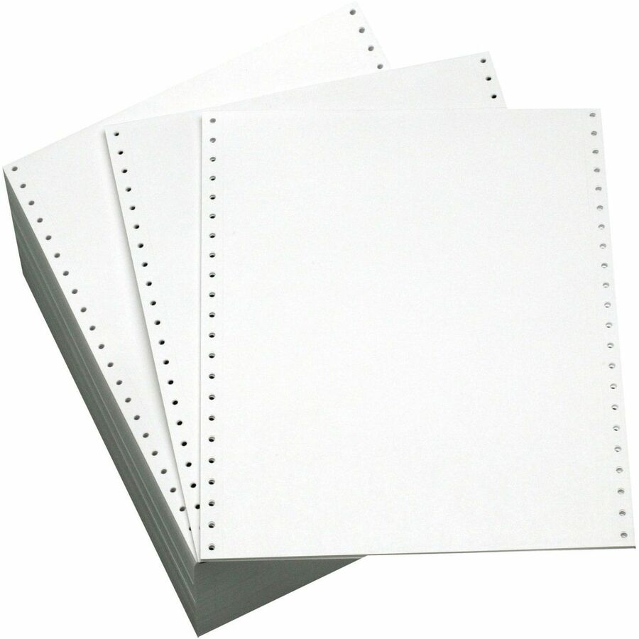 9 1/2" x 11" - 20 lb Basis Weight - Sustainable Forestry Initiative (SFI) - Carbonless, Acid-free, Chlorine-free, Break-free, Perforated, Removable Edge - White - 2700 / Case