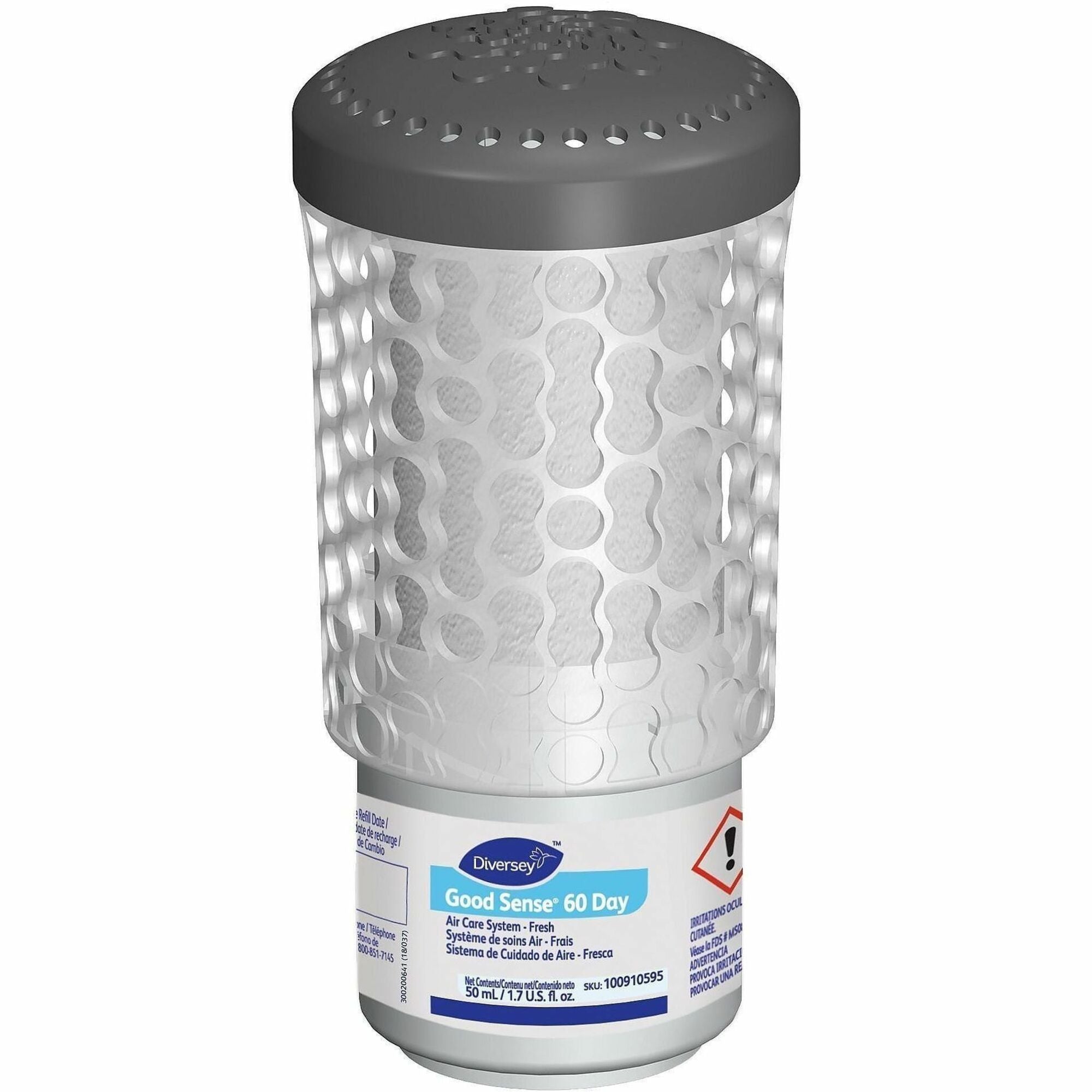 6000 ft³ - 1.7 fl oz (0.1 quart) - Fresh - 60 Day - Odor Neutralizer, Spill Resistant, Wall Mountable - 6 / Carton