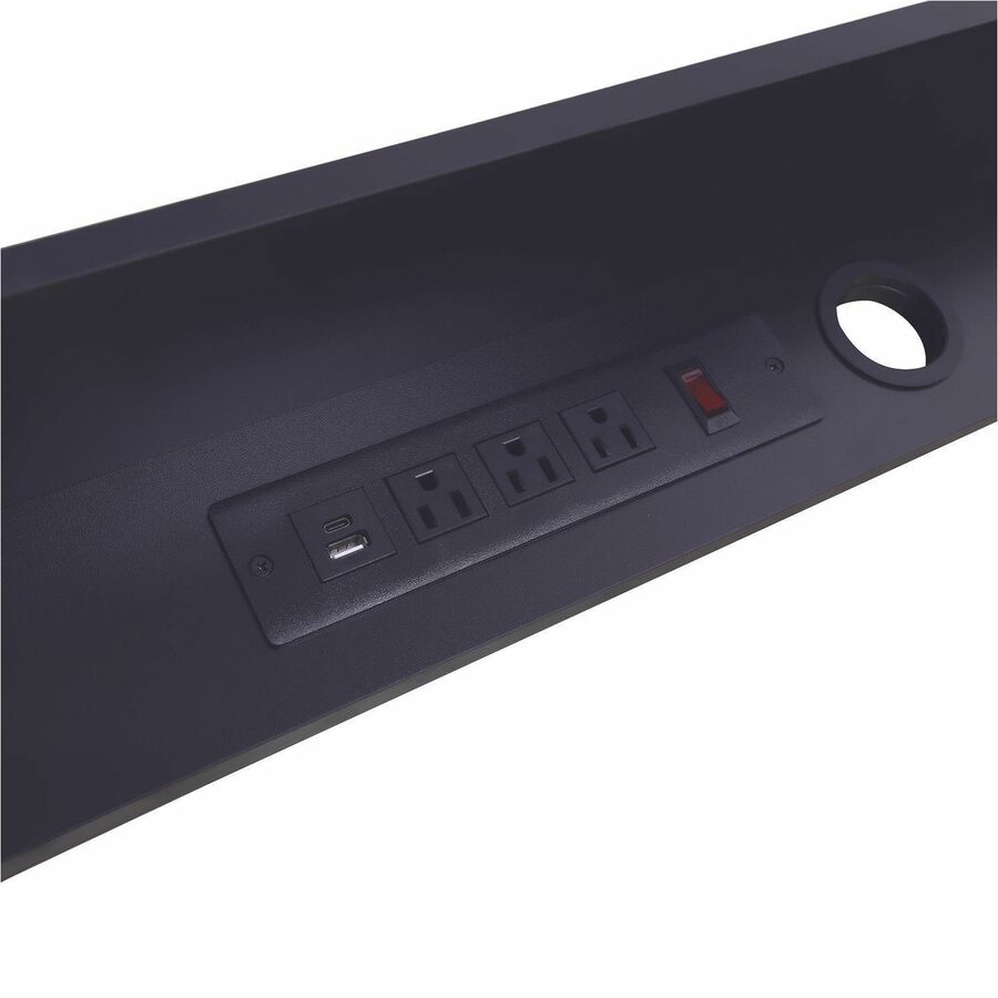 4.70" Height x 30" Width x 9" Depth - Desk - Black - For Monitor - Electrical Outlet, USB Charging Port, Cable Management