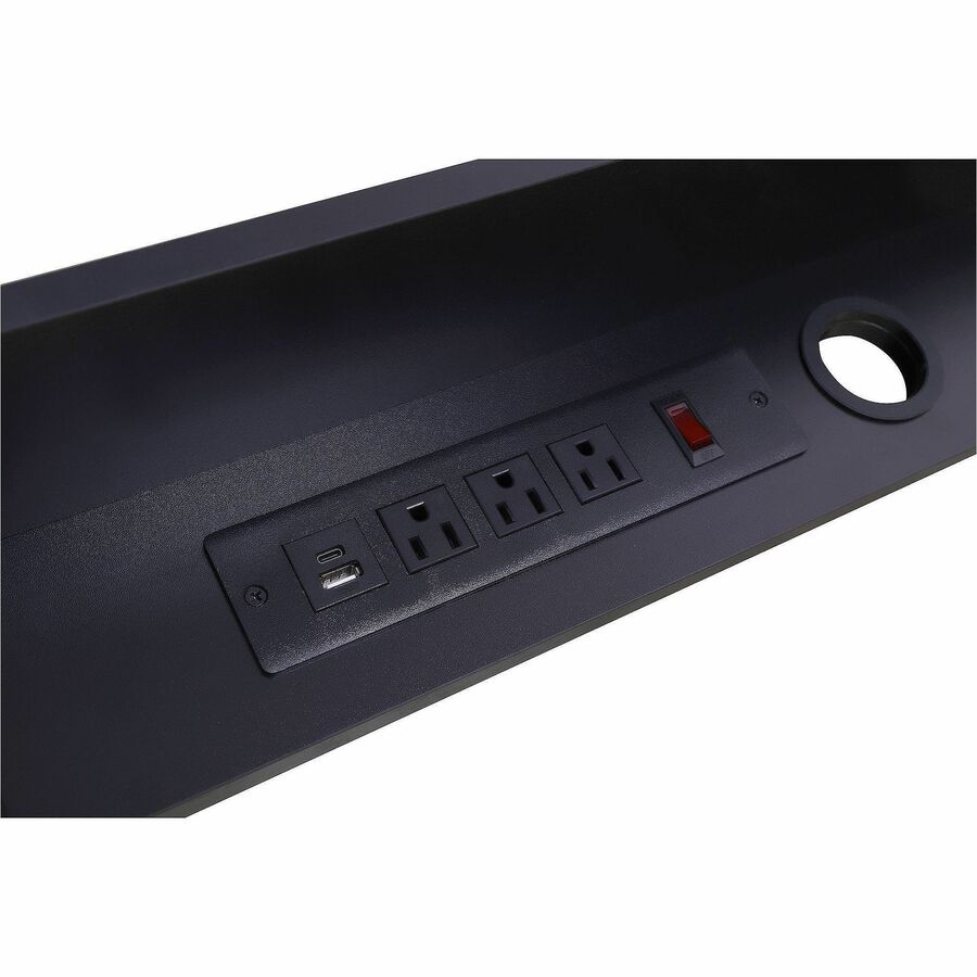 4.70" Height x 30" Width x 9" Depth - Desk - Black - For Monitor - Electrical Outlet, USB Charging Port, Cable Management