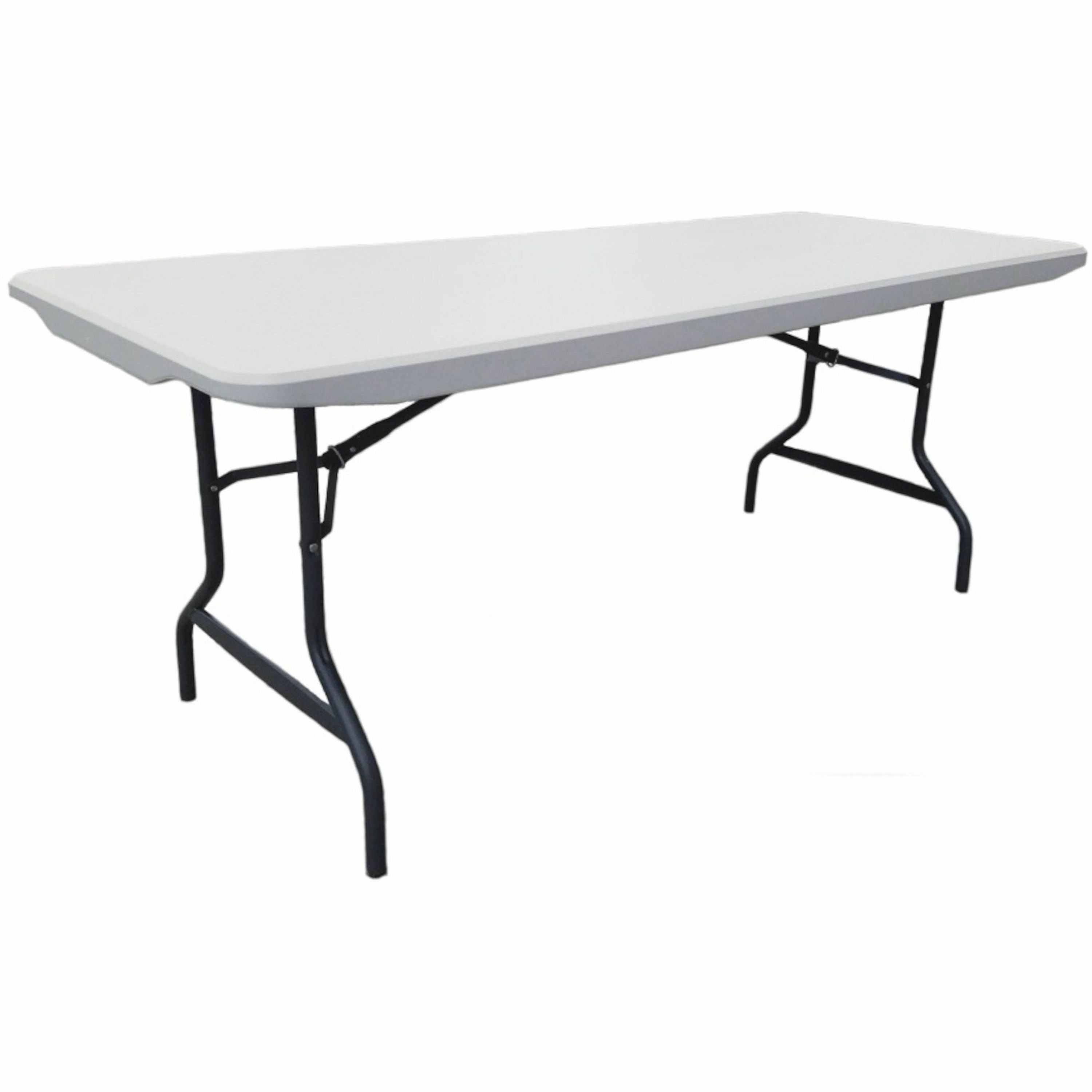 Iceberg IndestrucTable Commercial Folding Table, 72" x 30" x 2", 1000 lb Capacity, Powder Coated Gray Round Tube Legs, Platinum Granite, HDPE Top, 4 Legs, 1 Each