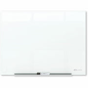 Quartet InvisaMount Magnetic Glass Board, 48" x 36", White Tempered Glass, Frameless, Horizontal, Accessory Tray, 1 Each
